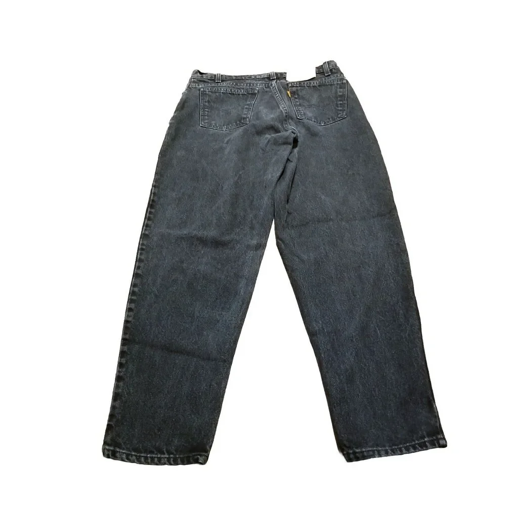 Levi's 560 Orange Tab Jeans Men's Size 33x32 Black Denim 1993 USA Made (34x31.5)